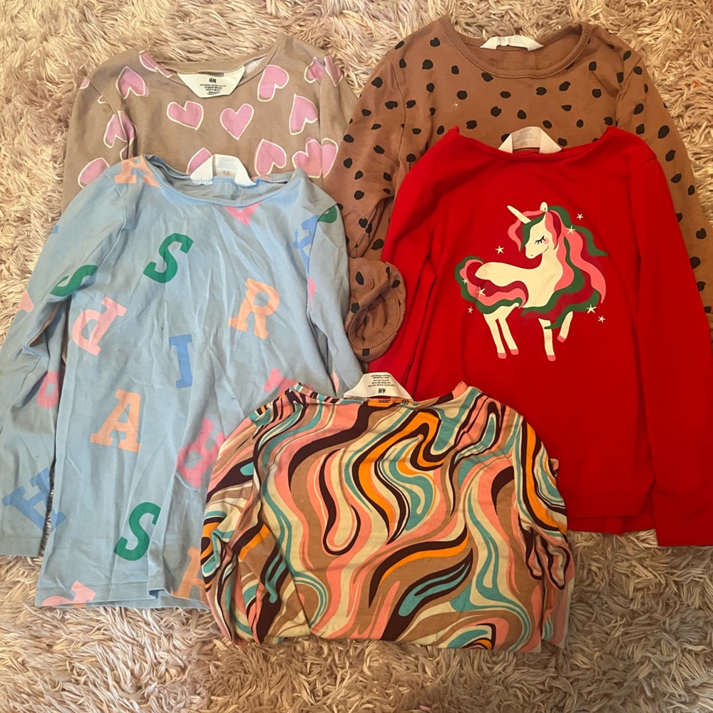 Bundle of 5 H&M long sleeves tshirt girls (5T/6)